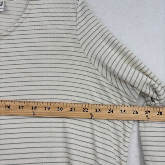 Denim & Co Jersey Knit Top Size 1X White Gray Stripe 3/4 Sleeve Pullover Stretch - Picture 6 of 8